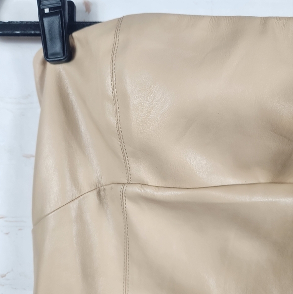 Zara Faux Leather Strapless Bloggers Favorite Back Slit Midi Dress Cream Small - Picture 4 of 16